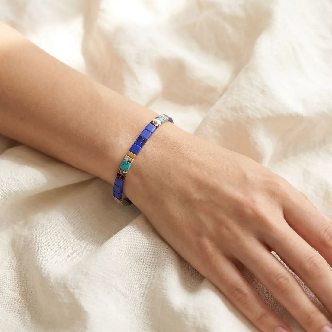 Bracciale Kikyō – Campanula Blu Cobalto e Oro