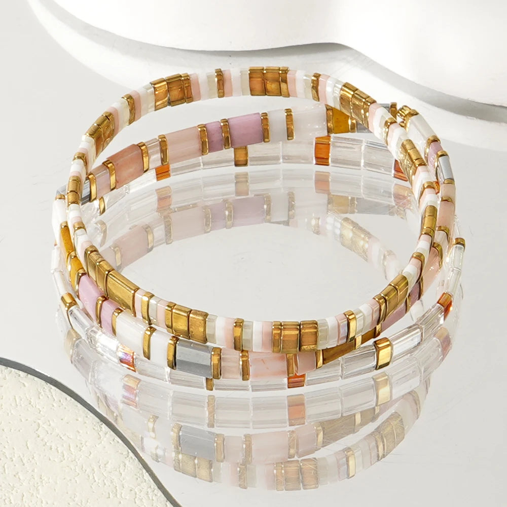 3pcs Bohemian style high-quality TILA bead bracelet three piece set, suitable for daily wear by men and women