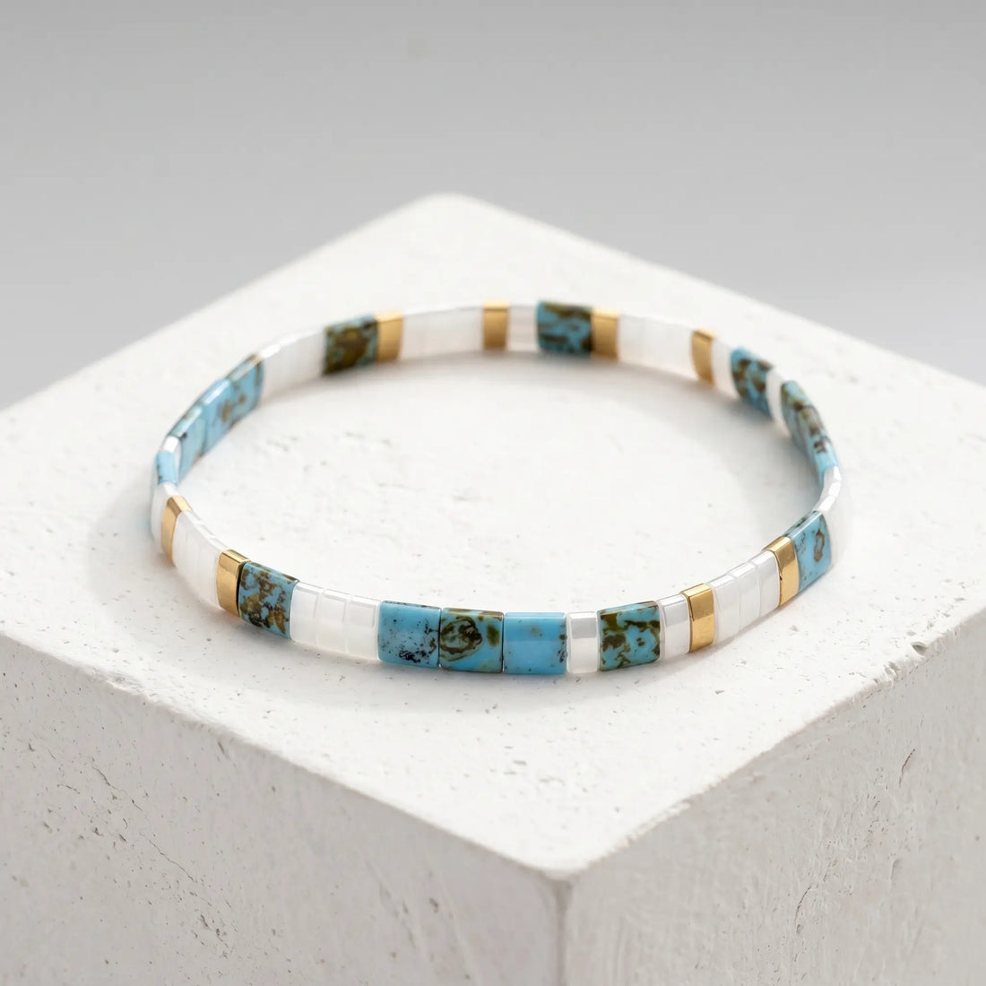 Bracciale Suiren – Ninfea Bianca e Turchese