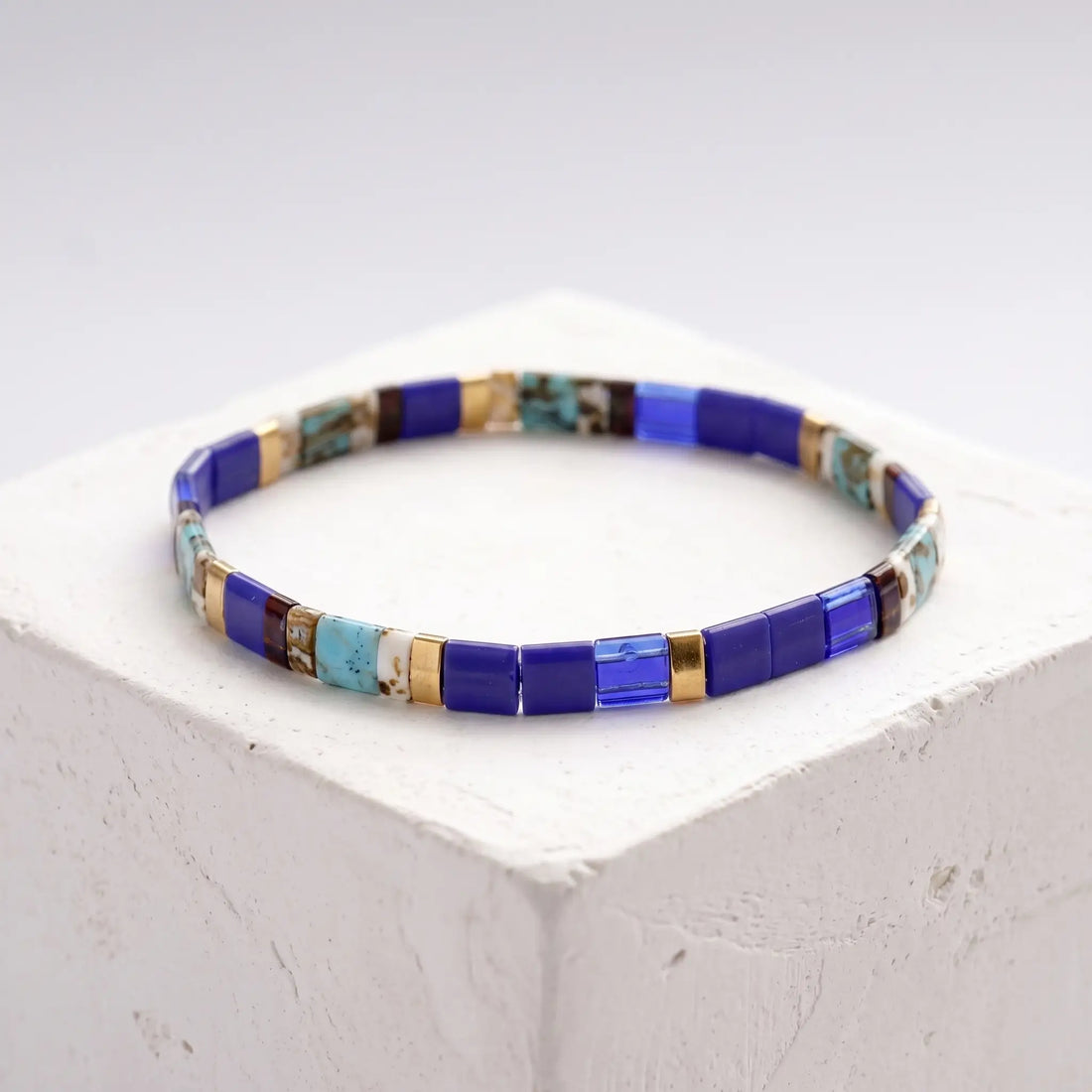 Bracciale Kikyō – Campanula Blu Cobalto e Oro